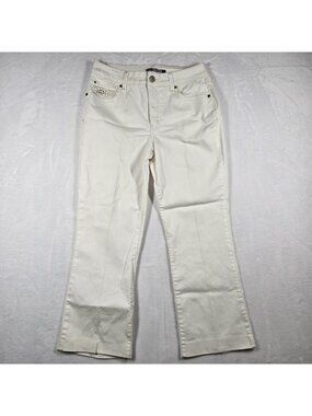Bandolinoblu White Wash Mid-Rise Bootcut Jeans Womens Size 8 Y2K Embellished